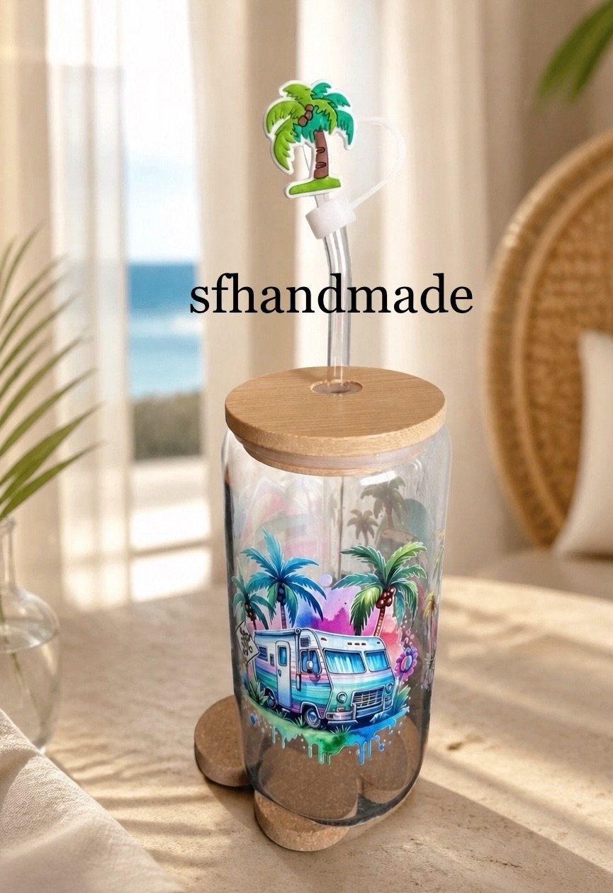 Bicchieri: *Happy Camper Sunset* Trinkglas- sfhandmade – Nuovo (secondo la descrizione) da Baar venduto da sfhandmade 1