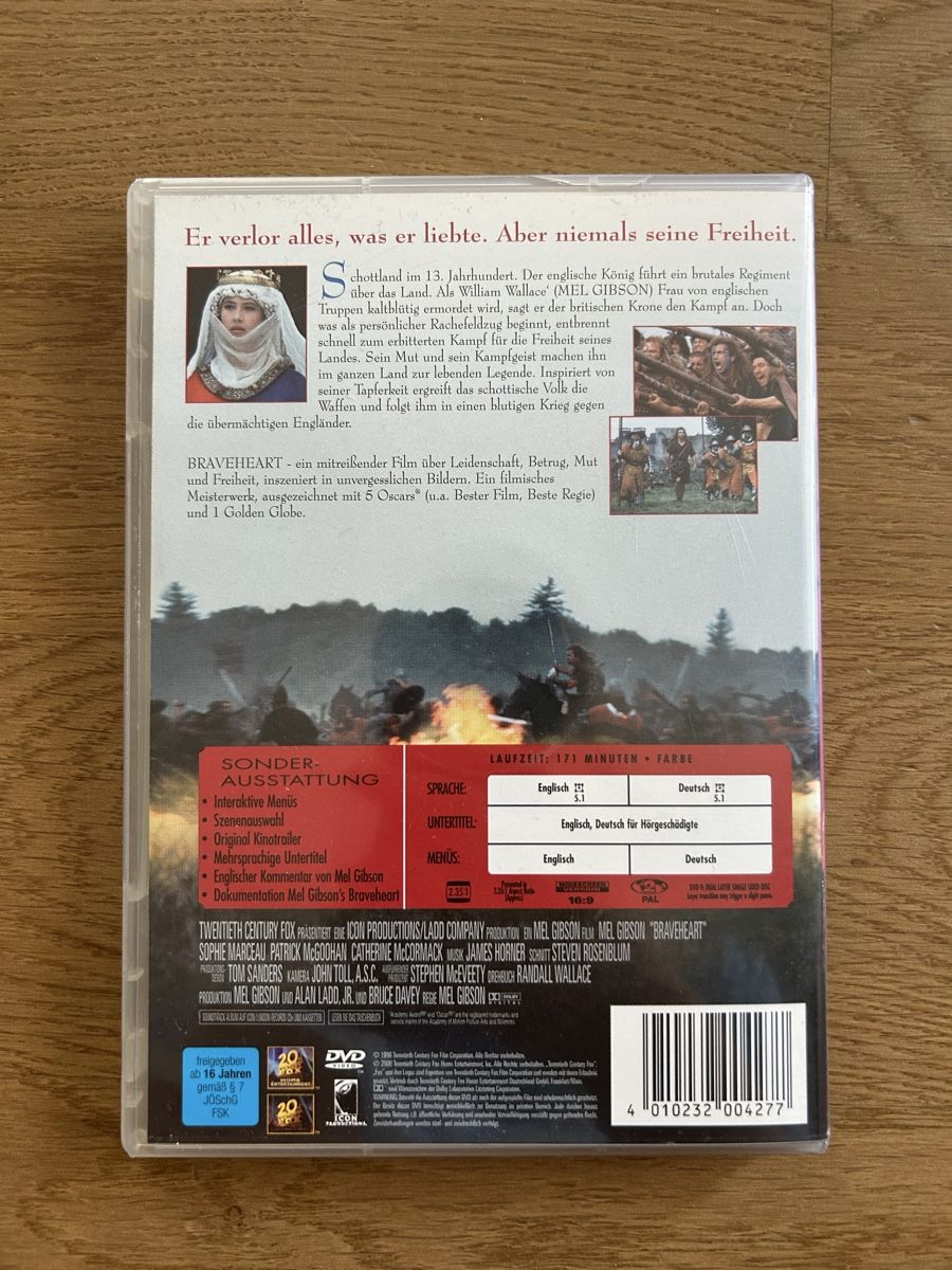 Tutti i DVDs: DVD Braveheart  – Usato da Gibswil venduto da nat_2nfv 1