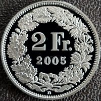 2 Franken 2005 pp / aus Münzsatz  / in einer Münzkapsel