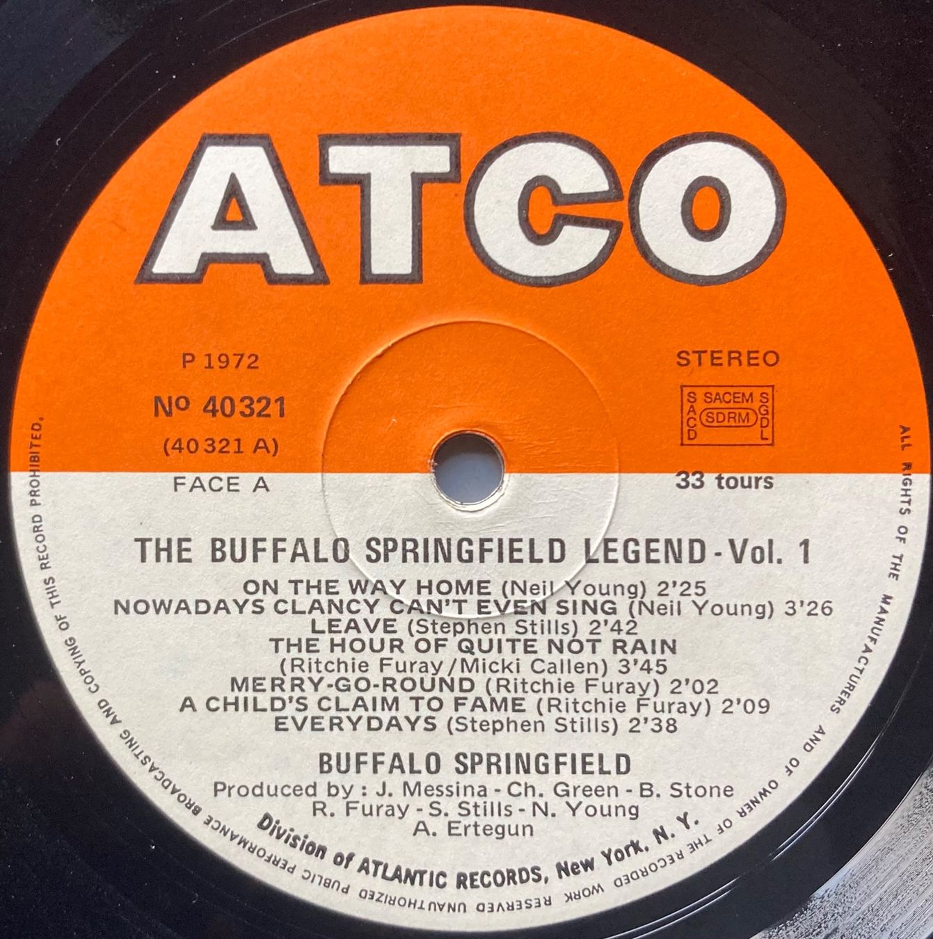 Dischi in vinile: BUFFALO SPRINGFIELD - THE BUFFALO SPRINGFIELD LEGEND VOL. 1 – Usato da Poliez-Pittet venduto da Newtown-Records 2