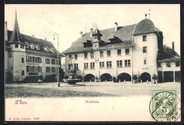 AK Thun, Rathaus mit Brunnen, 1904