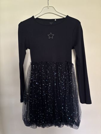 Name it Kleid Gr. 134/140 Tüll und Sternen Balonkleid blau