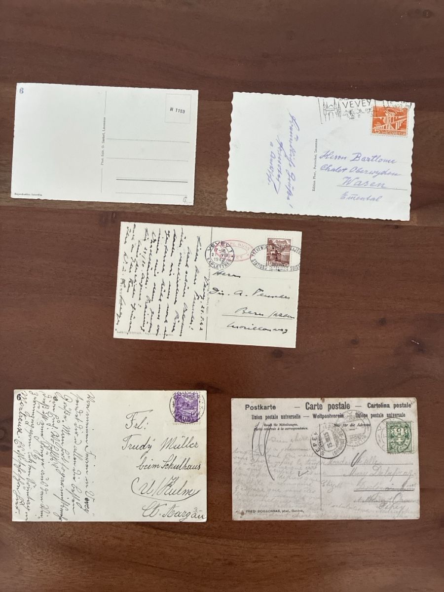 Cartoline postali: 9 Ansichtskarten Schweiz von Vevey VD – Usato da Oftringen venduto da Cla.vD.74 3