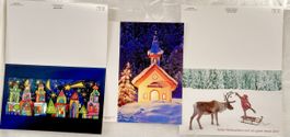10 Weihnachtskarten mit 3 Motiven inkl Briefumschläge