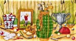 2 Servietten  Golf Utensilien