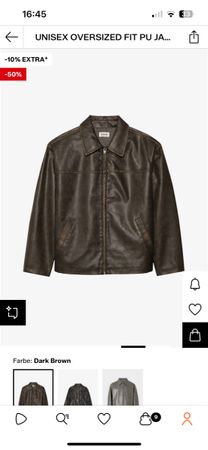 Unisex Oversize Lederjacke Yourturn Gr. S