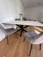 Esstisch Hanna 160 × 90 cm Keramikoptik inkl. 4 Stühle