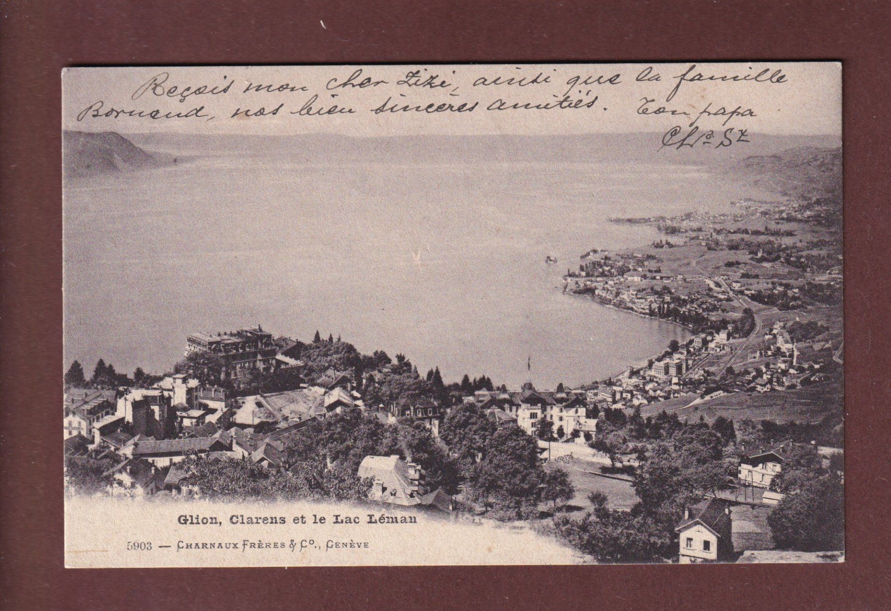 Cartoline postali: GLION et CLARENS - 1906 – Usato da Pully venduto da nicecards-shop