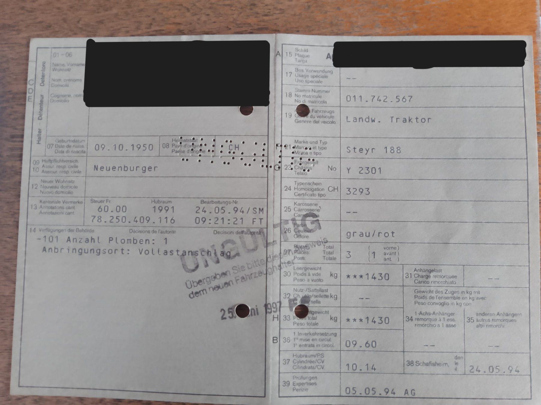Steyr Trattori: Steyr 188 Scheunenfund – Difettoso da Buttwil venduto da obelix-idefix 3