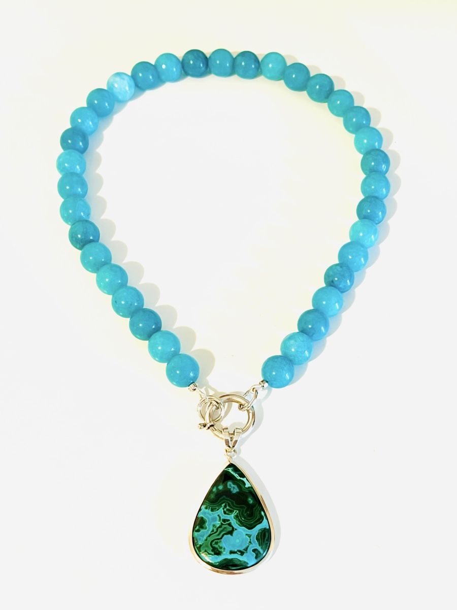 Catenine: Azur Malachite & Amazonit Necklace Sterling Silver – Nuovo e nell'imballaggio originale da Rüschlikon venduto da ThereseJewelryDesign 6