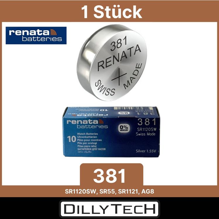 Renata 381 SR1120SW Silberoxid-Uhrenbatterie - 1,55 V, 1 Stück, Blisterpackung - Für Uhren & Präzisionsgeräte