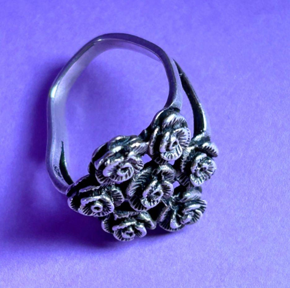 Anelli: Silberring 925 Blumenmuster Grösse 59 Vintage – Usato da Dittingen venduto da Bijoubelle 2