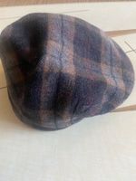 Topman Flatcap braun/blau/beige kariert aus Wolle. Gefüttert