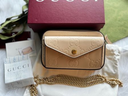 Gucci GG Gilbert Monogram Tasche - Beige Leder Neu
