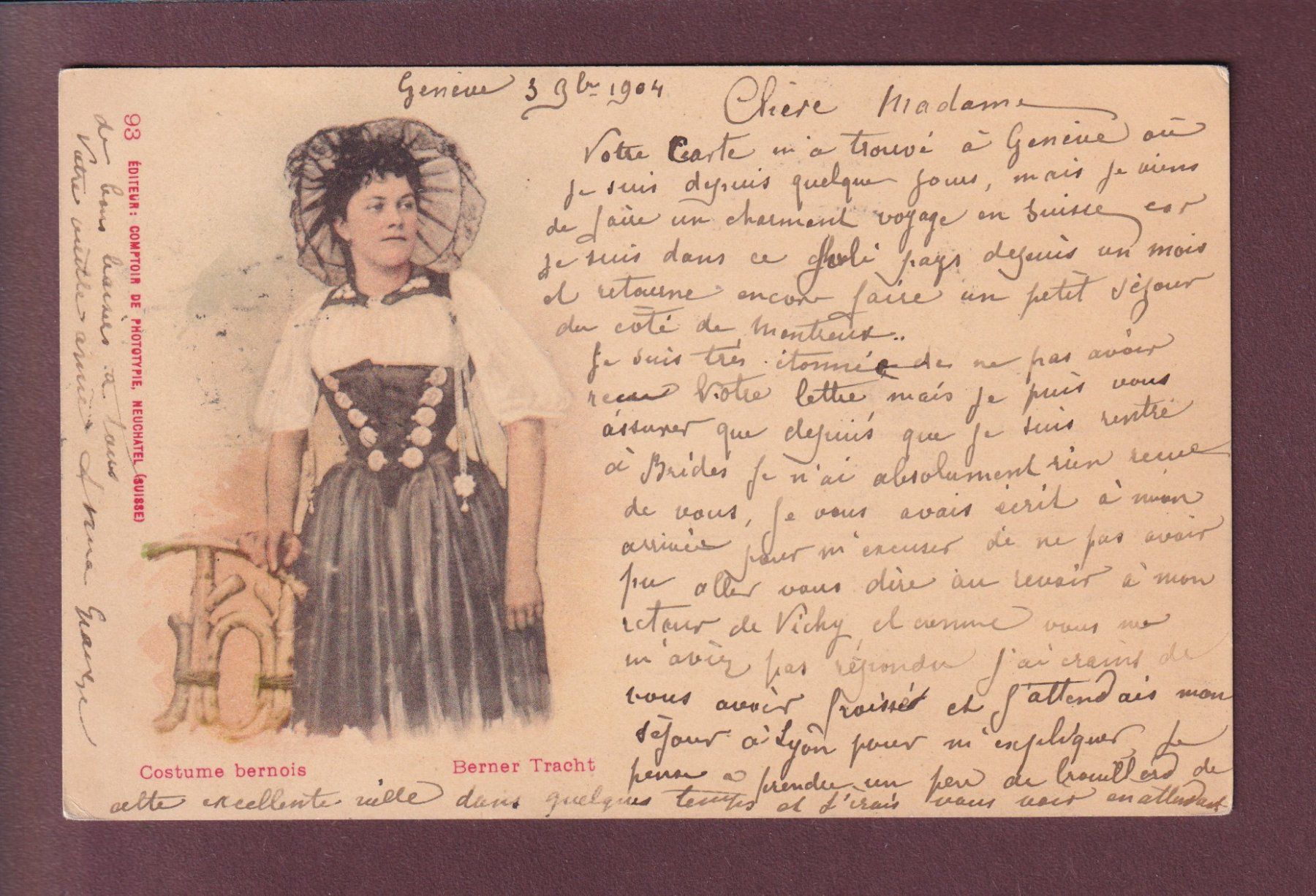 Cartoline postali: TRACHT - Bern - 1904 - CPN – Usato da Pully venduto da nicecards
