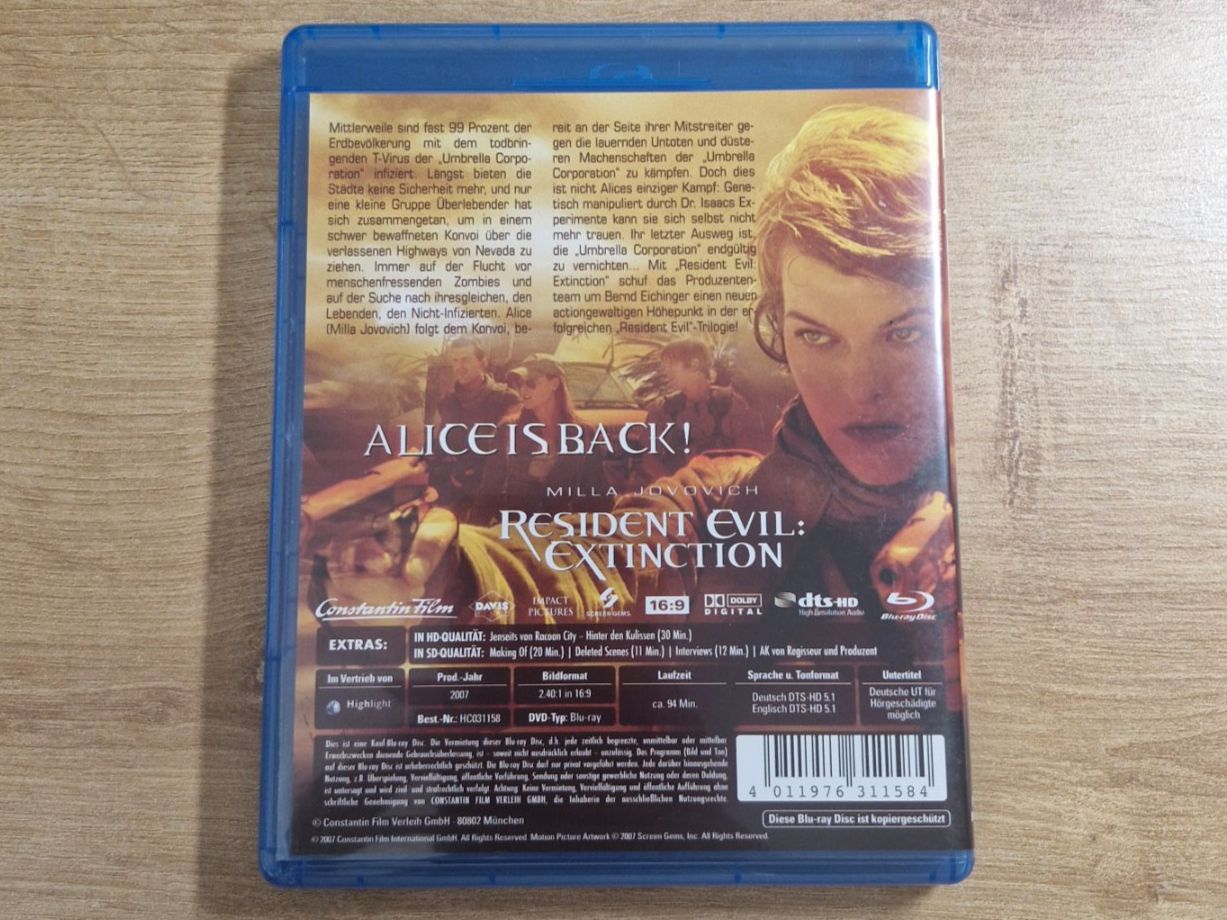 Tutti i DVDs: Resident Evil 3 - Extinction (2007) RAR Bluray – Usato da Pfungen venduto da Whitie 1