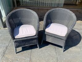 2 anthrazitfarbene, hochwertige Gartensessel