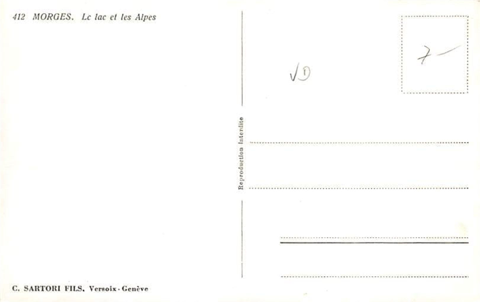 Cartoline postali: Morges, Le lac et les Alpes – Usato da Ottikon b.Kemptth. venduto da Neptun1974 1