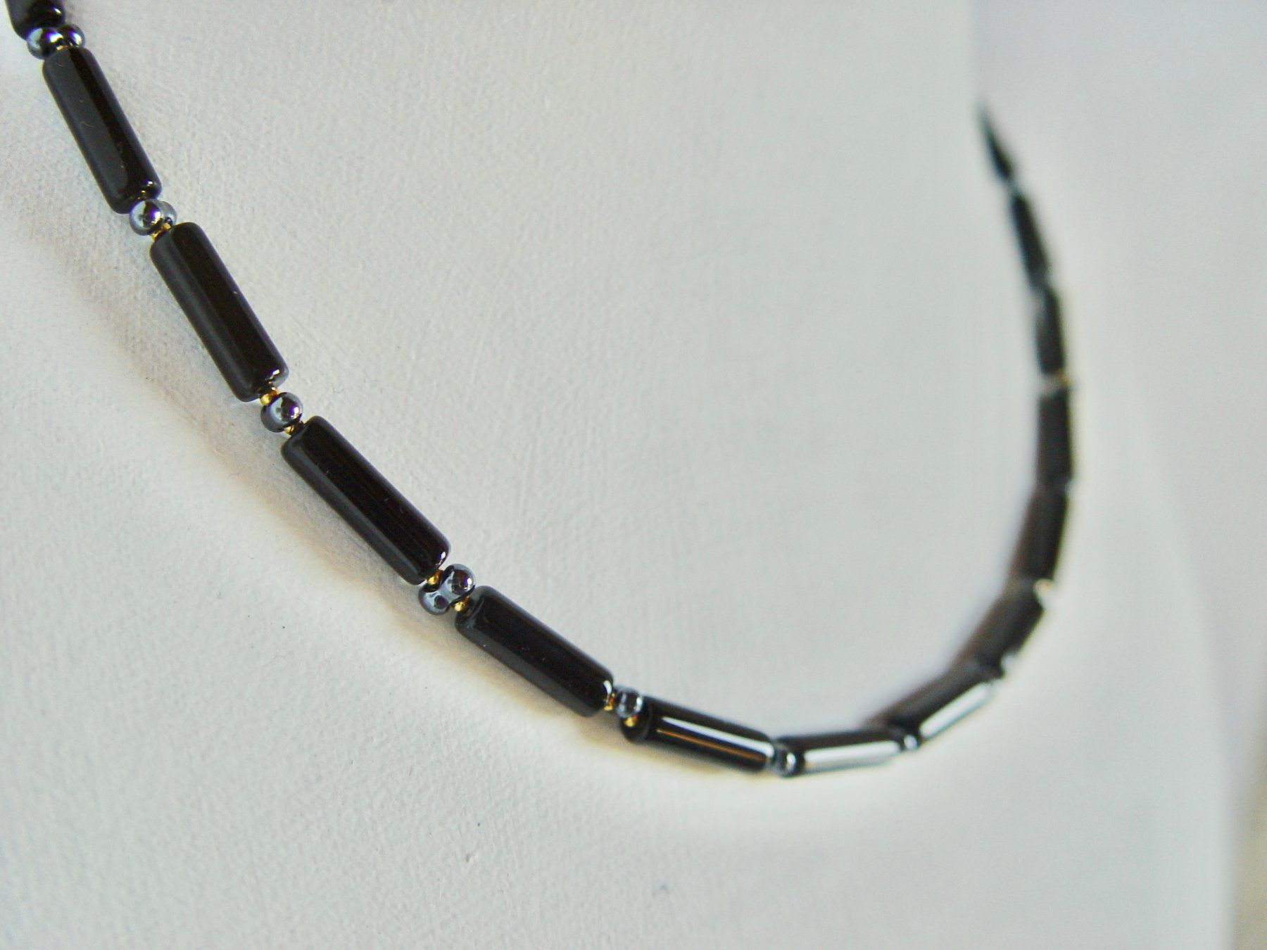 Ketten: Kette aus Onyx Stabperlen – Neu (gemäss Beschreibung) aus Henggart von gernli