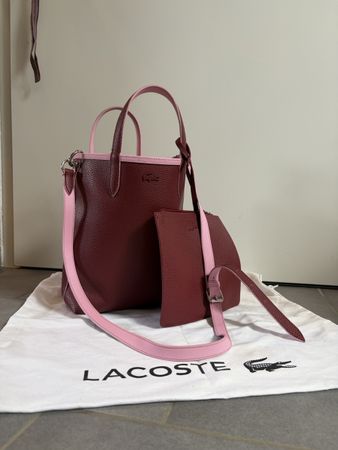 Lacoste Handtasche wendbar Bordeauxrosa Leder