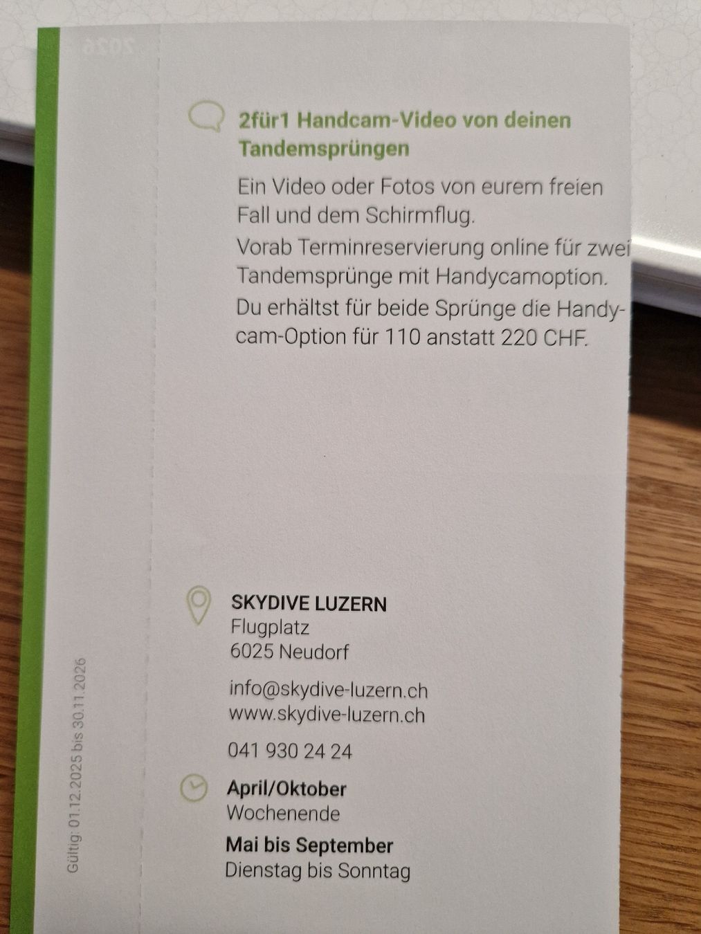 Buoni: 2für1 SKYDIVE LUZERN – Nuovo e nell'imballaggio originale da Kulmerau venduto da Doene7 1