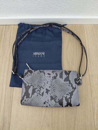 Armani Jeans Clutch Grau Schlangenmuster mit Staubbeutel