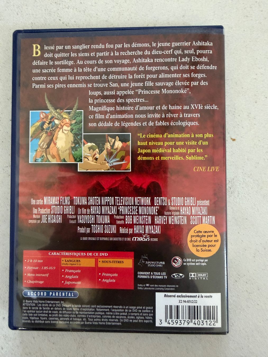 Tutti i DVDs: DVD Princesse Mononoke studio Ghibli – Usato da giffers venduto da sev_c9x9 2