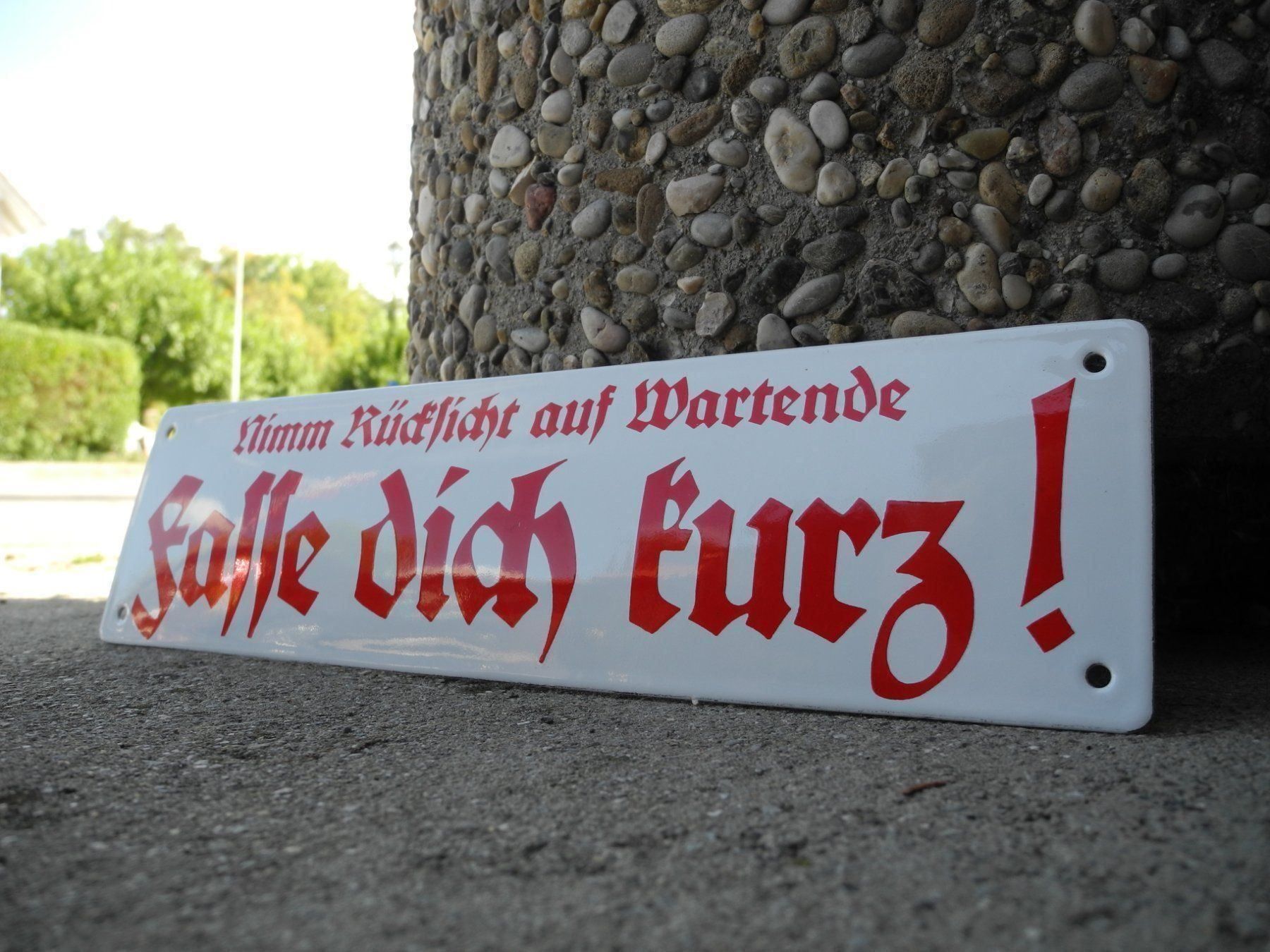 Schilder: FASSE DICH KURZ...EMAILSCHILD – Neu (gemäss Beschreibung) aus Reinach AG von Huckleberrysix 3