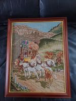 Wandbild/Gobelin Postkutsche Sujet, gerahmt, Vintage Top!