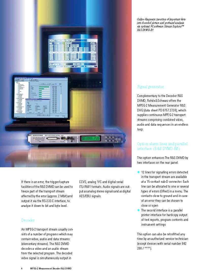 Misurare: Rohde & Schwarz MPEG2 Measurement Decoder DVMD – Usato da Unterengstringen venduto da Tnovus 5