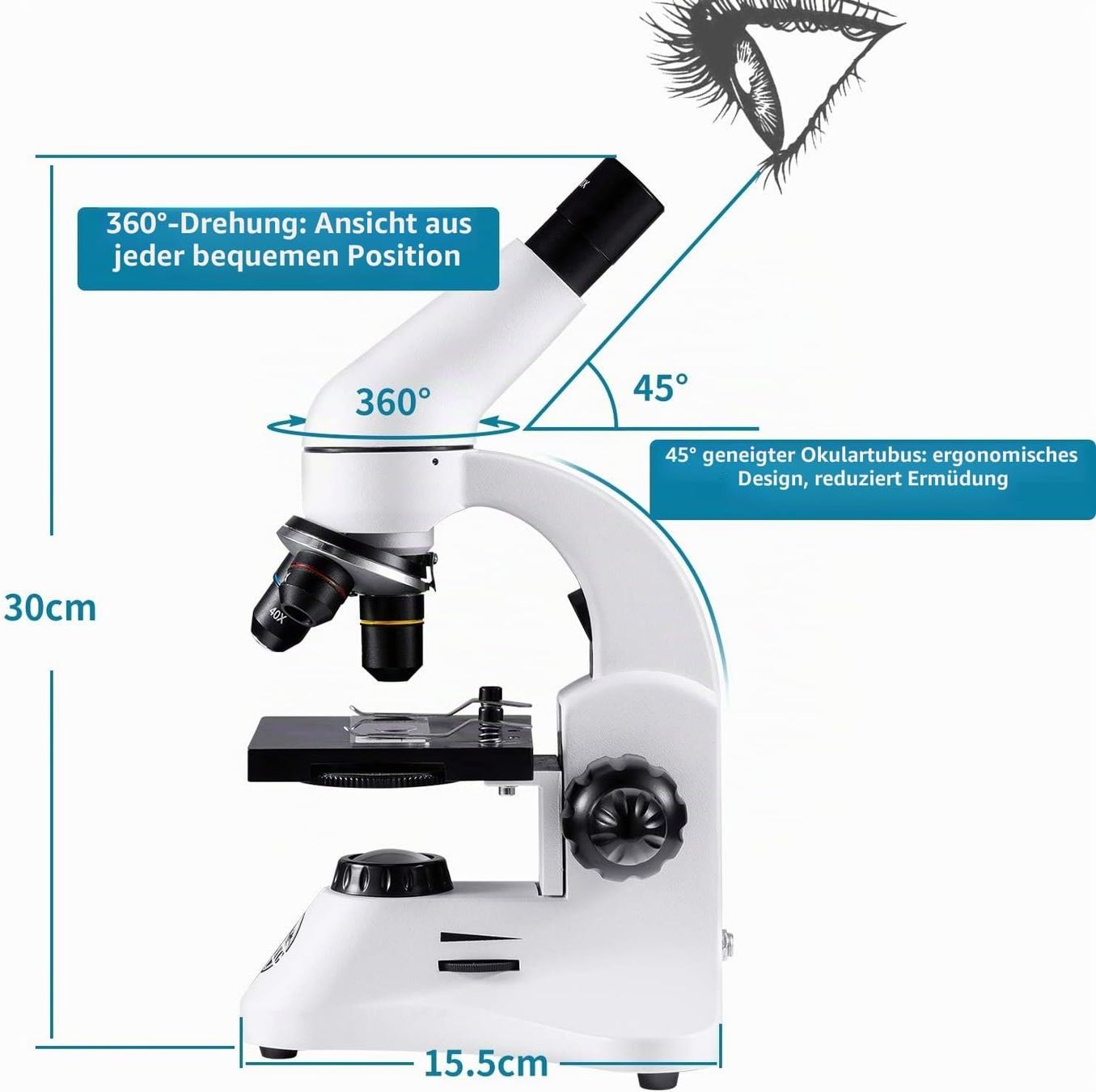 Microscopi: Optisches Mikroskop 40-2000x Dual Beleuchtung Komplettset – Nuovo e nell'imballaggio originale da St. Gallen venduto da RestpostenSG 1