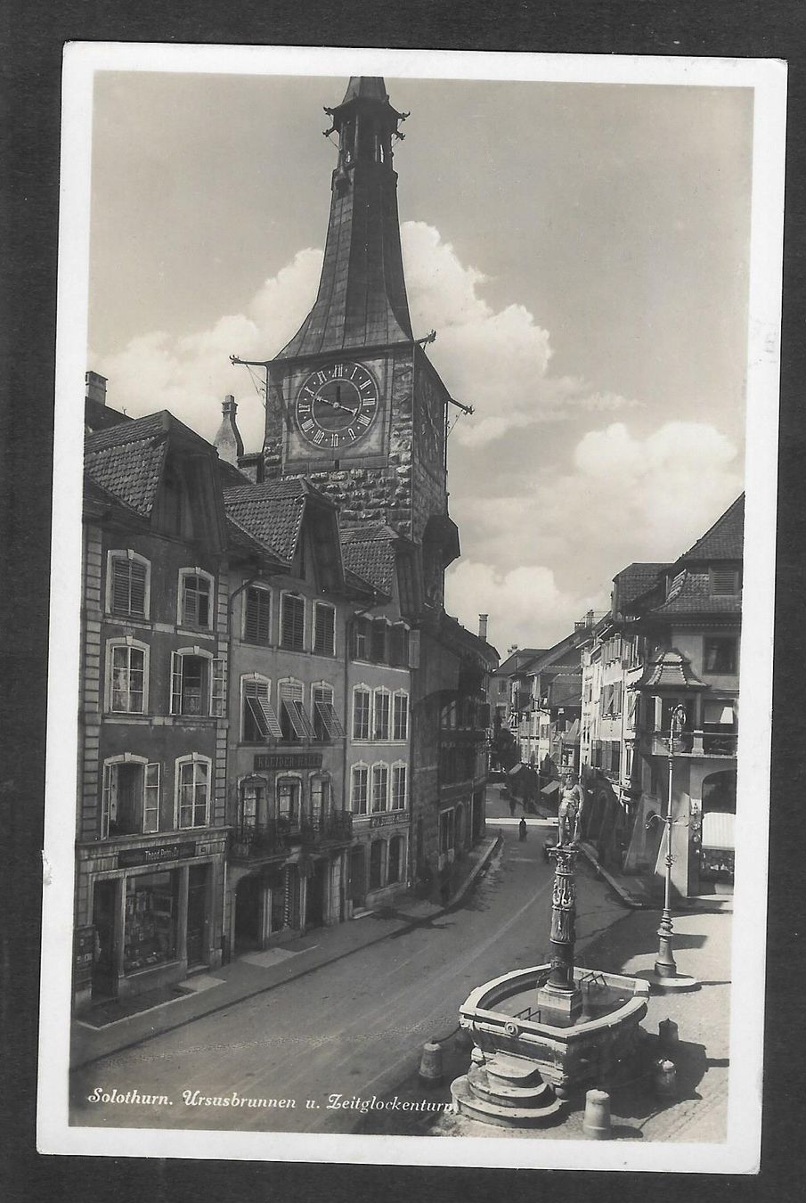 Cartoline postali: Solothurn Ursusbrunnen und Zeitglockenturm – Usato da Olten venduto da clotaldi