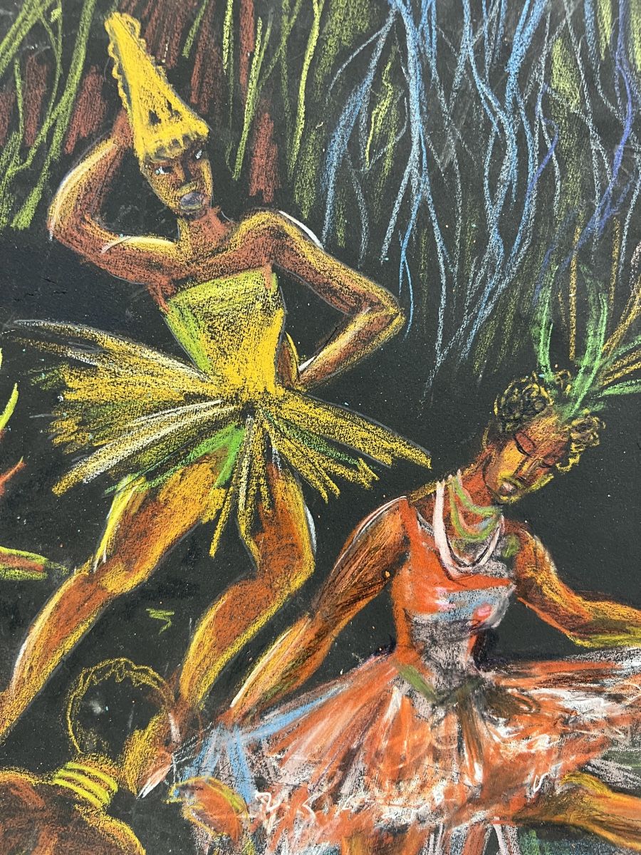 Gemälde: Tableau de danseurs exotiques signé, œuvre unique! – Gebraucht aus Genève von Leboucheoreilles 2
