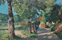 E. Anton Müller, Park mit Villa in sommerlicher Idylle