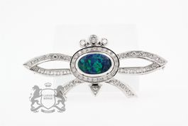 Opal Brillant Brosche 2.2ct in 18K Weissgold *S2949