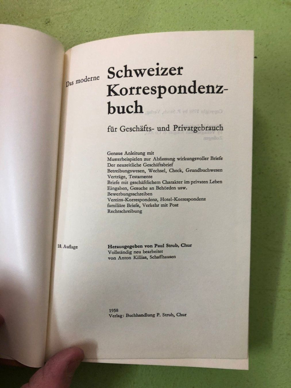 Libri: Paul Strub: Schweizer Korrespondenzbuch 1958 – Usato da Zürich venduto da allp 2
