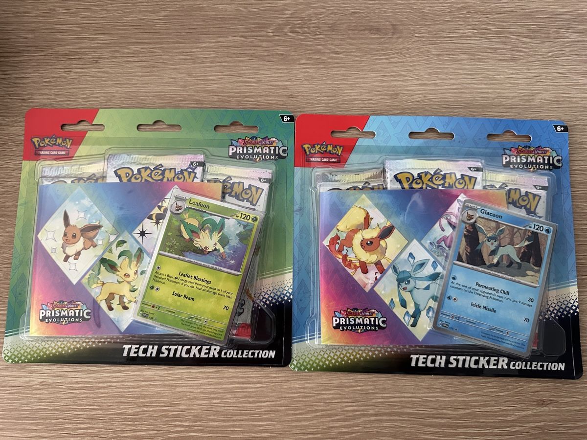 Pokémon Carte collezionabili: 2x Pokemon Prismatic Evolutions Tech Sticker Collection  – Nuovo e nell'imballaggio originale da Lausanne venduto da lui_d9g6