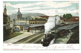 Bern - Stadt - Bahnhof - Dampfzug verlässt Perron - 1904