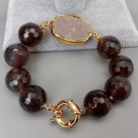 Druzy Quarz Grau Achat Armband Bracelet Agate gris brun