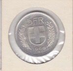 5 Franken 1969 Silber wie ungebraucht.