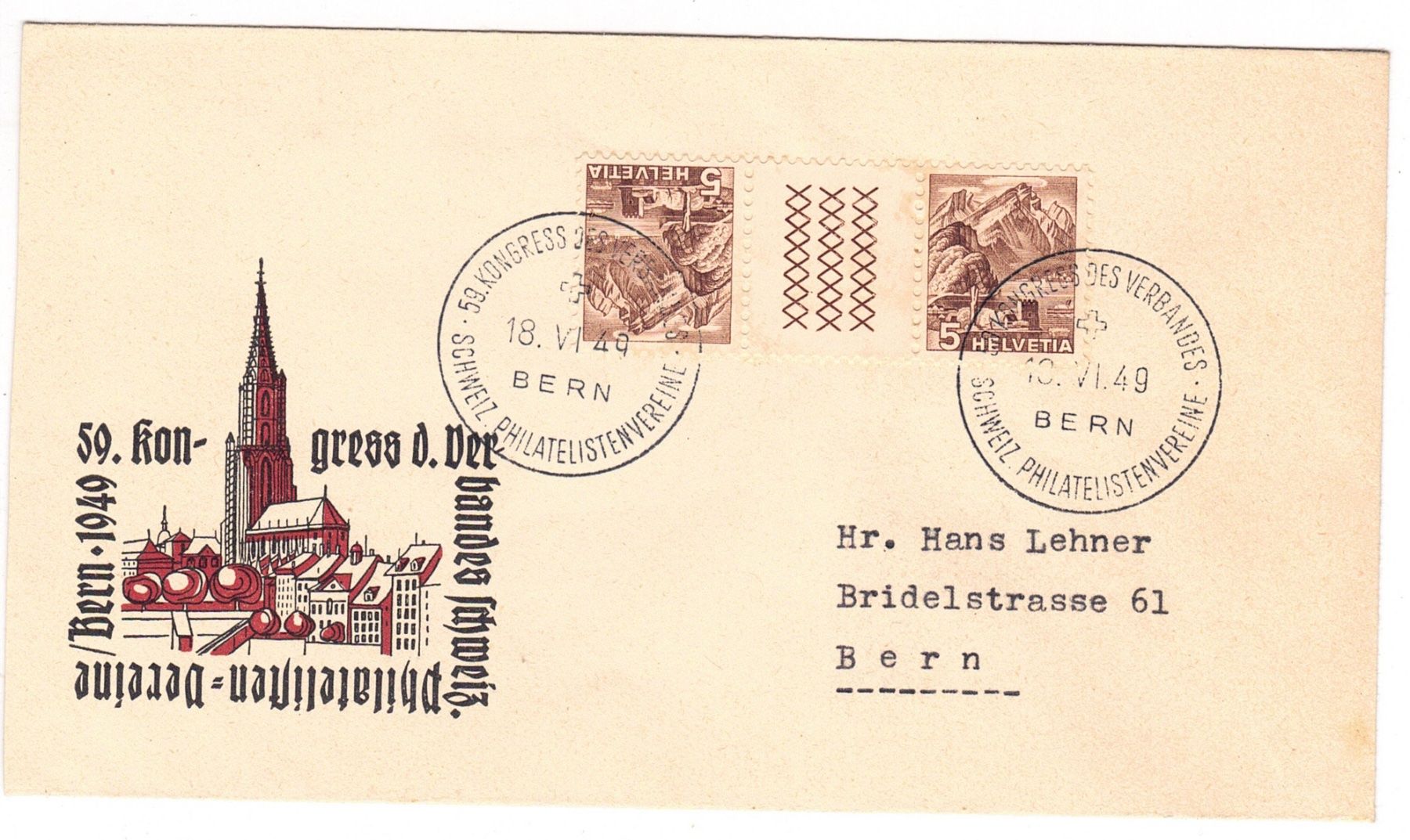 Tutti i francobolli: Lettre de Bern cachet S306 pour Bern le 18.VI.49 – Usato da La Tour-de-Peilz venduto da amjust