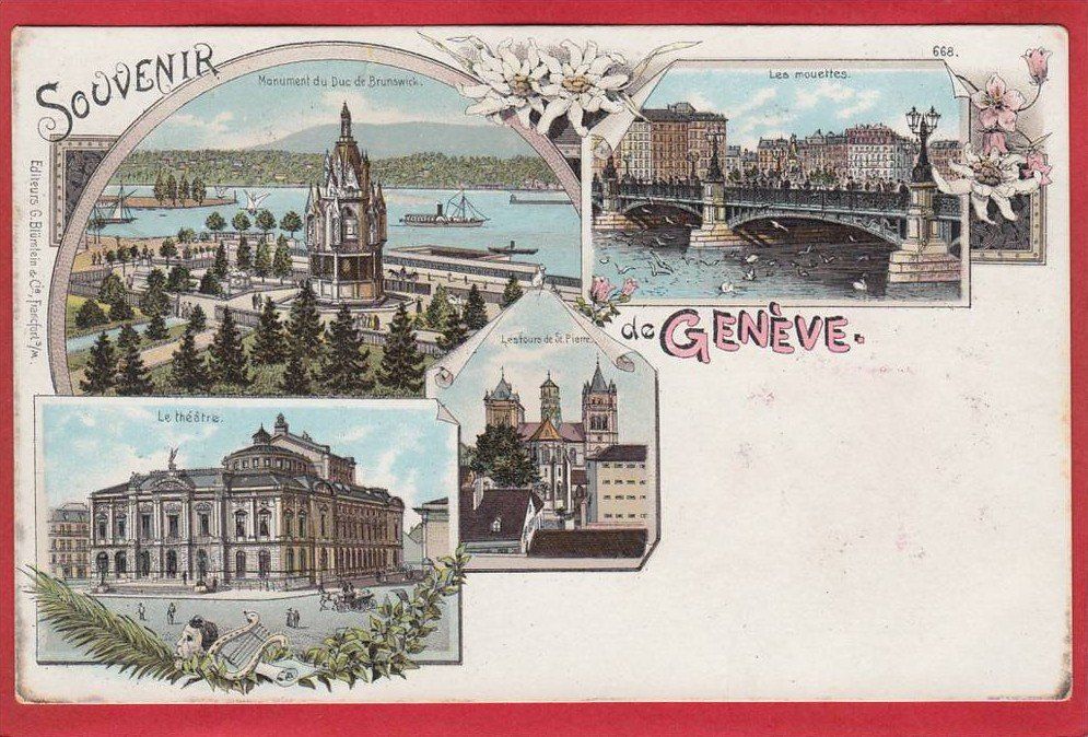Cartoline postali: GENÈVE, LITHO 1897 / 1905 – Usato da Grüningen venduto da Kartenlaube