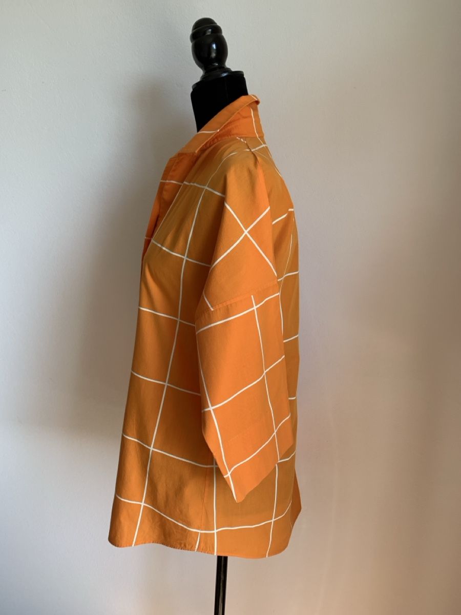 Akris Camicette: AKRIS: Luftige orange/weiss karierte oversize Bluse, 34 – Usato da Luzern venduto da paulablue 4