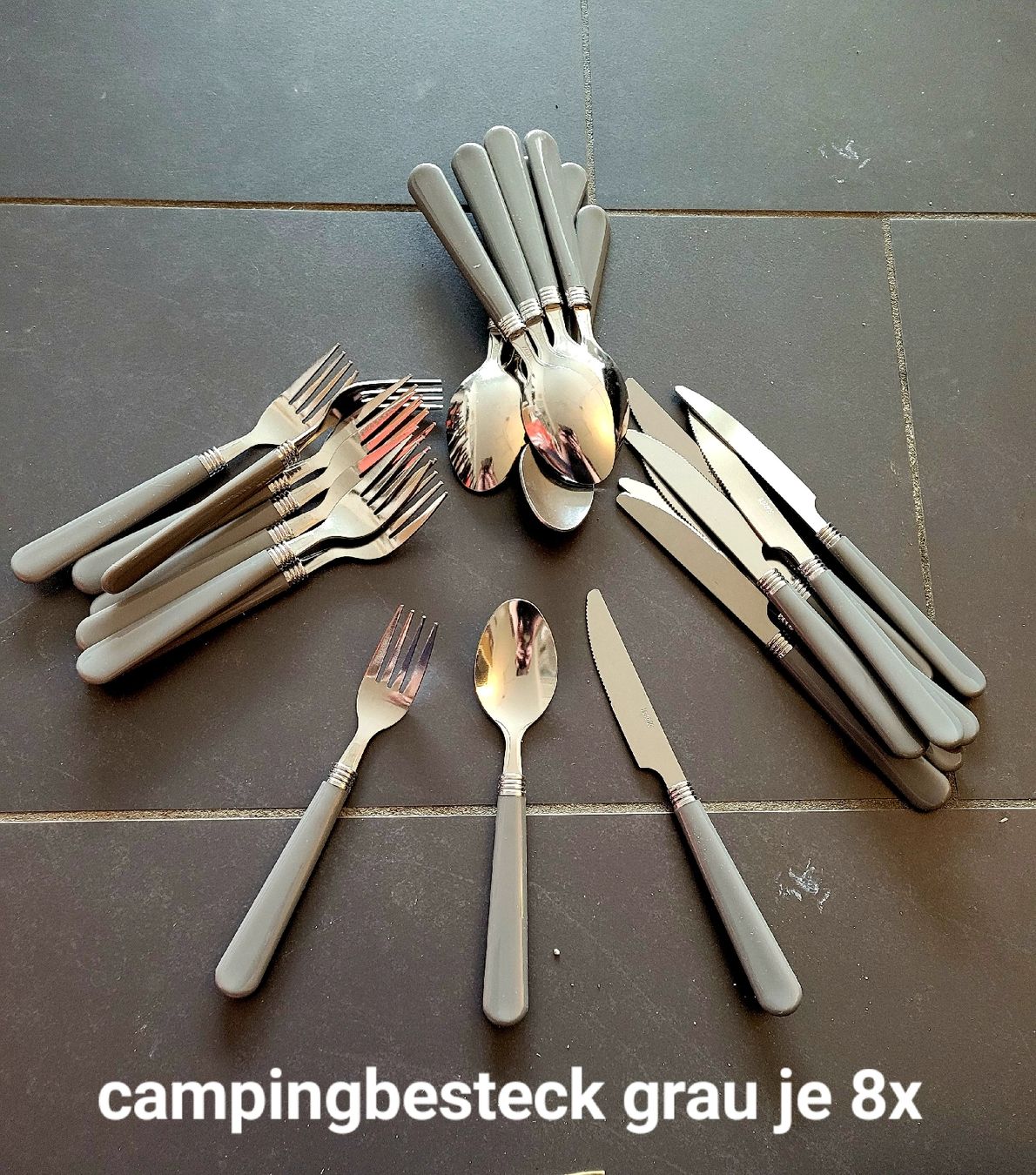 Set di posate: campingbesteck grau neu, 32-teilig – Nuovo (secondo la descrizione) da Kappel SO venduto da Matschi86