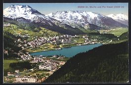 AK St. Moritz, Teilansicht und Piz Kesch
