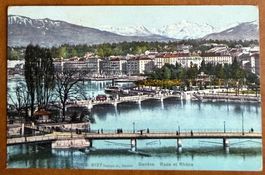 Genève - Tram - Rade et pont 1905