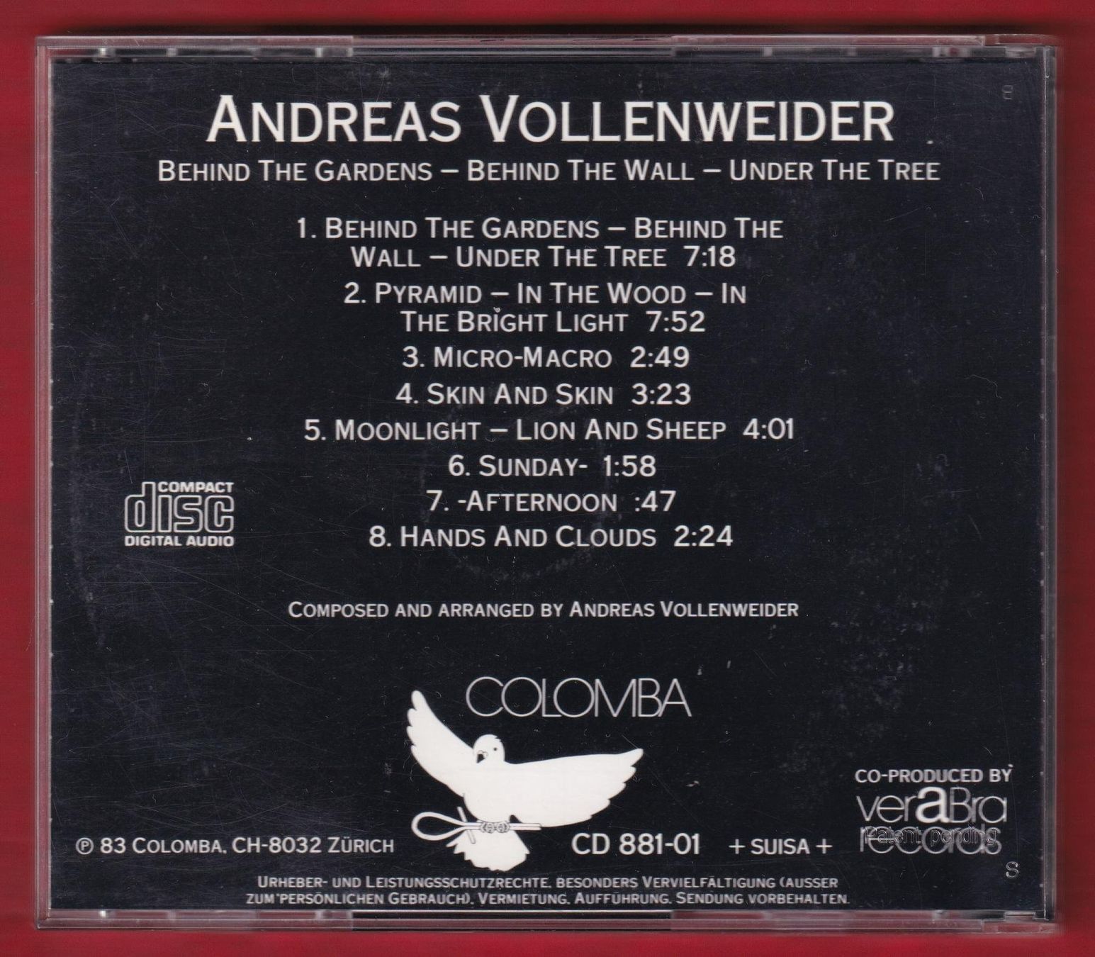 CDs: Andreas Vollenweider - Behind The Gardens - Behind... (CD) – Gebraucht aus Zürich von Pfluftl2000 1