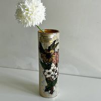 Vallauris hand painted vase with iridescent floral decor
