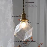 Lampe suspendue LED Vintage  en pierre de verre