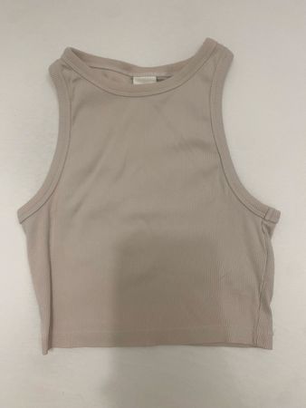 Top H&M beige côtelé taille S - Idéal pour l'été!